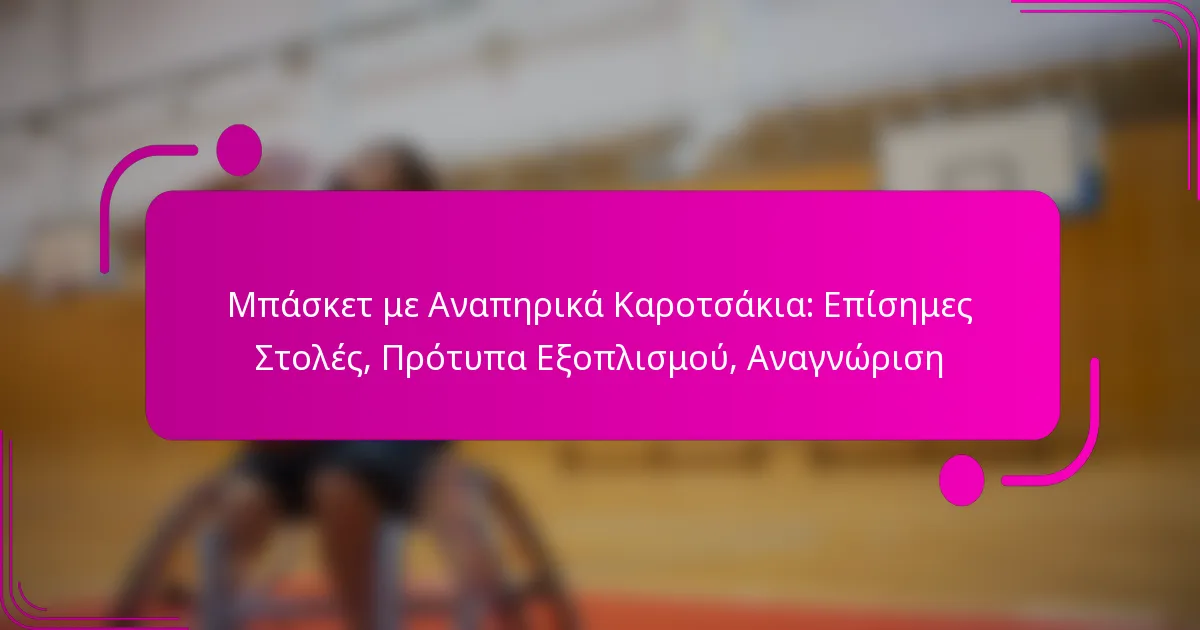 Μπάσκετ με Αναπηρικά Καροτσάκια: Επίσημες Στολές, Πρότυπα Εξοπλισμού, Αναγνώριση