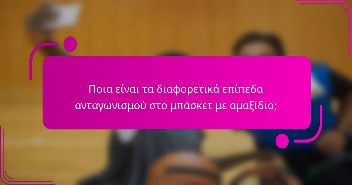 Ποια είναι τα διαφορετικά επίπεδα ανταγωνισμού στο μπάσκετ με αμαξίδιο;