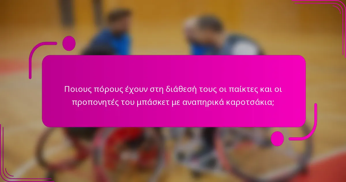 Ποιους πόρους έχουν στη διάθεσή τους οι παίκτες και οι προπονητές του μπάσκετ με αναπηρικά καροτσάκια;